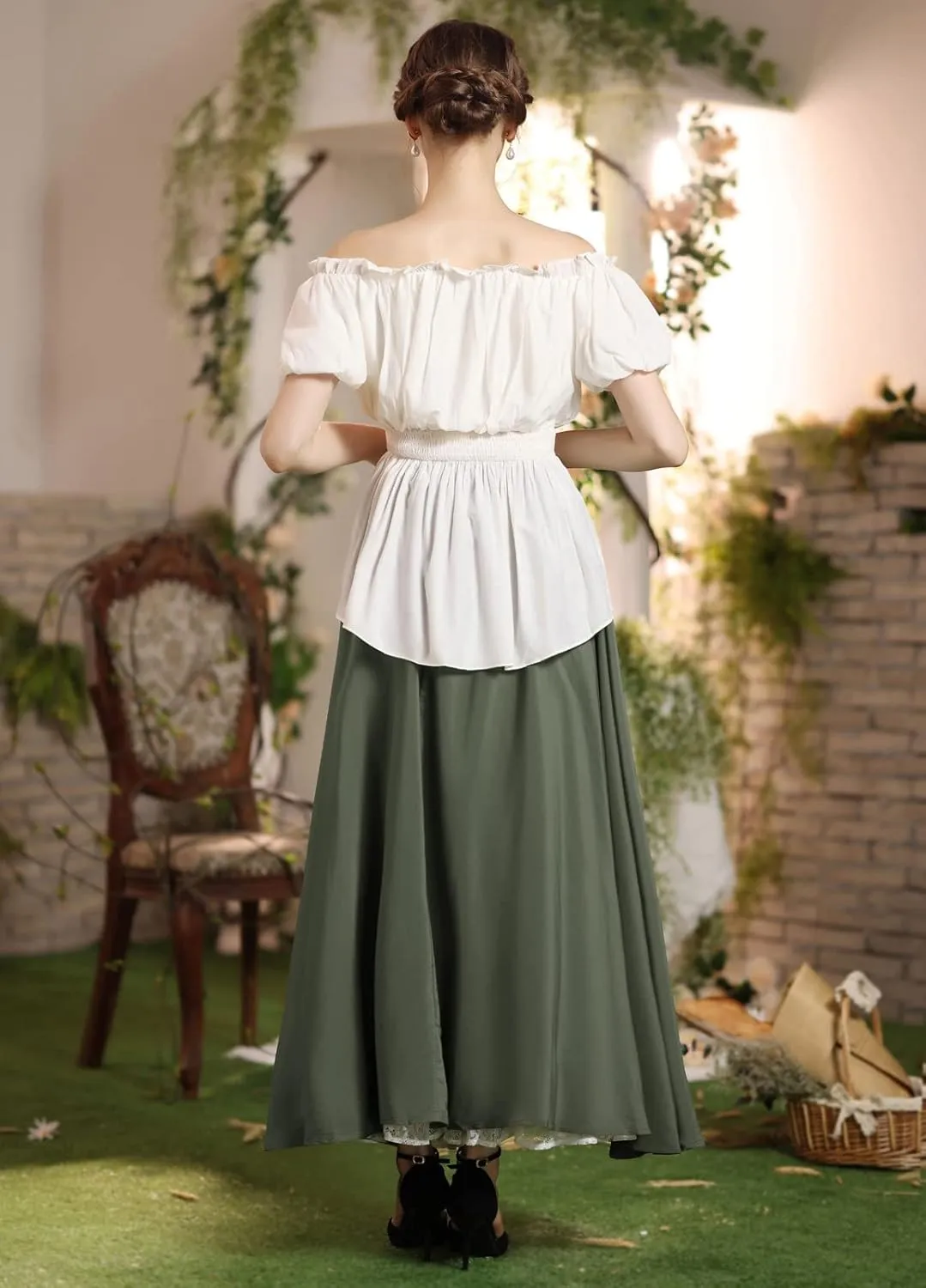 Scarlet Darkness Maxi Long Skirt for Women Double Layered Renaissance Skirts