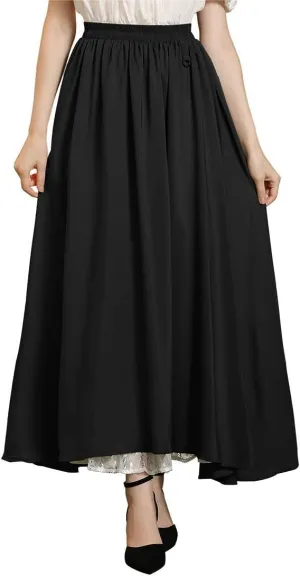 Scarlet Darkness Maxi Long Skirt for Women Double Layered Renaissance Skirts