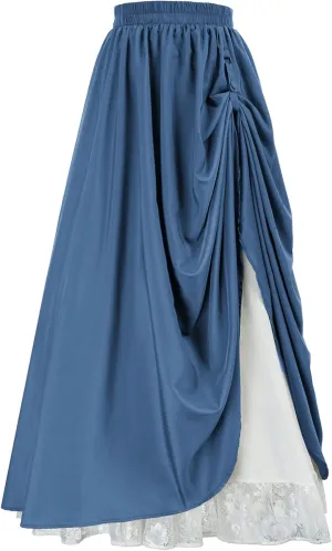 Scarlet Darkness Maxi Long Skirt for Women Double Layered Renaissance Skirts