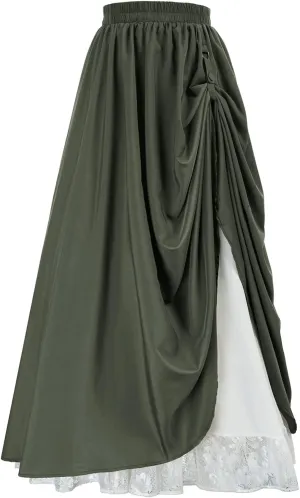 Scarlet Darkness Maxi Long Skirt for Women Double Layered Renaissance Skirts