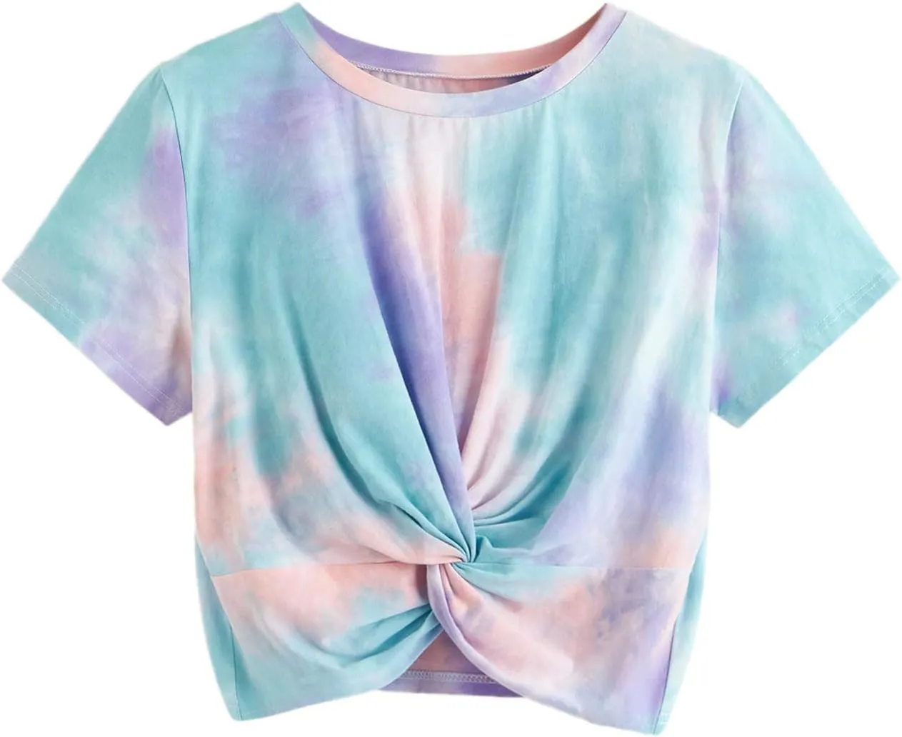 SweatyRocks Women's Casual Twist Front Short Sleeve Crop Top T-Shirt