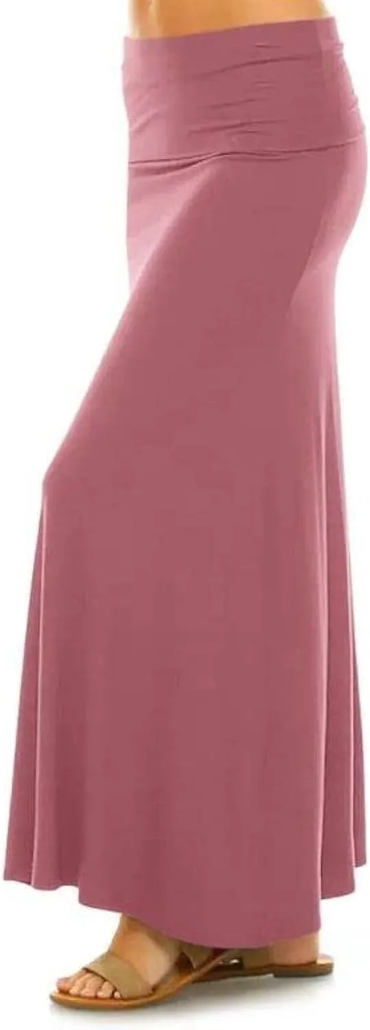 Sweet Hearts Maxi Skirt for Women- Comfy Foldover High Waist Long Flare A-Line Skirt Maxi Dress XS-3X Made in USA