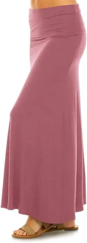 Sweet Hearts Maxi Skirt for Women- Comfy Foldover High Waist Long Flare A-Line Skirt Maxi Dress XS-3X Made in USA