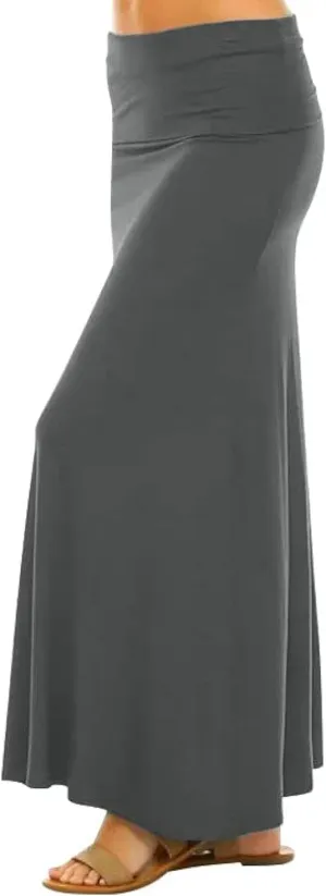 Sweet Hearts Maxi Skirt for Women- Comfy Foldover High Waist Long Flare A-Line Skirt Maxi Dress XS-3X Made in USA