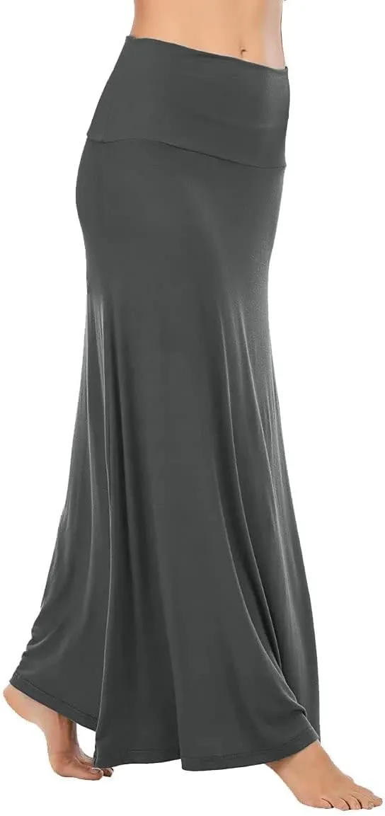 Sweet Hearts Maxi Skirt for Women- Comfy Foldover High Waist Long Flare A-Line Skirt Maxi Dress XS-3X Made in USA