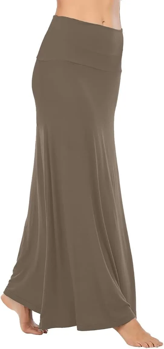 Sweet Hearts Maxi Skirt for Women- Comfy Foldover High Waist Long Flare A-Line Skirt Maxi Dress XS-3X Made in USA
