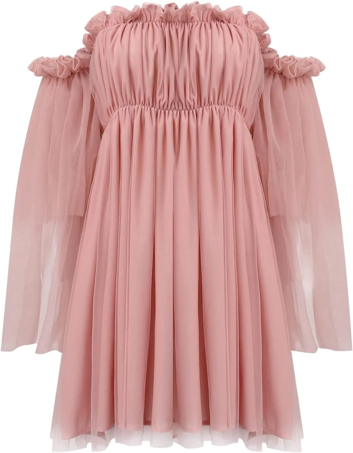 Tulle Dress Women Short Puffy Prom Dress Strapless Mesh Birthday Fairy Dresses Ruffle Cocktail Party Poofy Gown