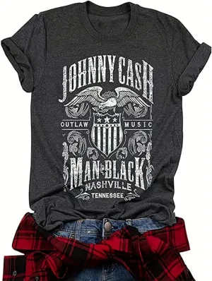 Women Crew Neck Vintage Graphic Tees Summer Short Sleeve Loose Country Music Party Retro Tee Tops