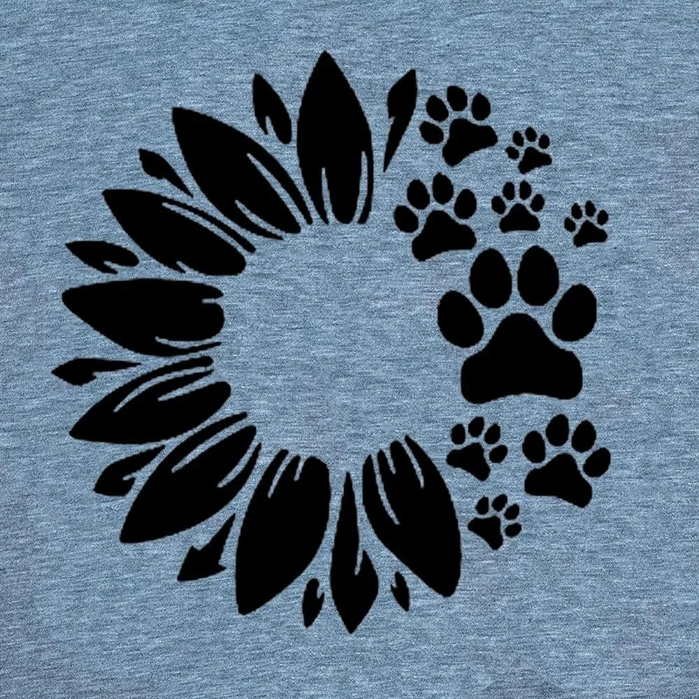 Women Sunflower Dog Paws Graphic Tank Top Sleeveless Summer Cute Tops Casual Vacation Shirts
