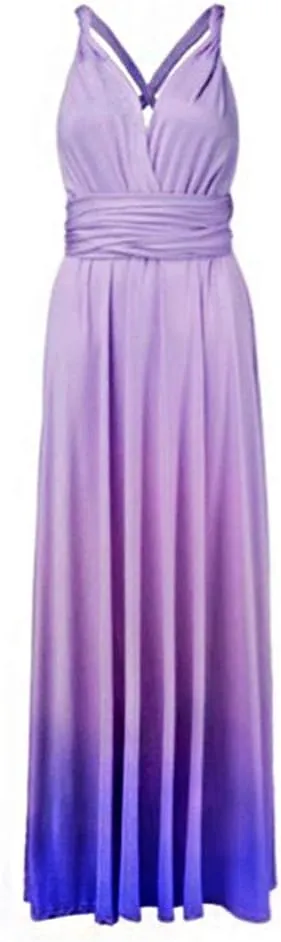 Women Transformer Convertible Multi Way Wrap V-Neck Wedding Bridesmaid Dress Halter Ombre Floral Long Evening Prom Maxi Dress