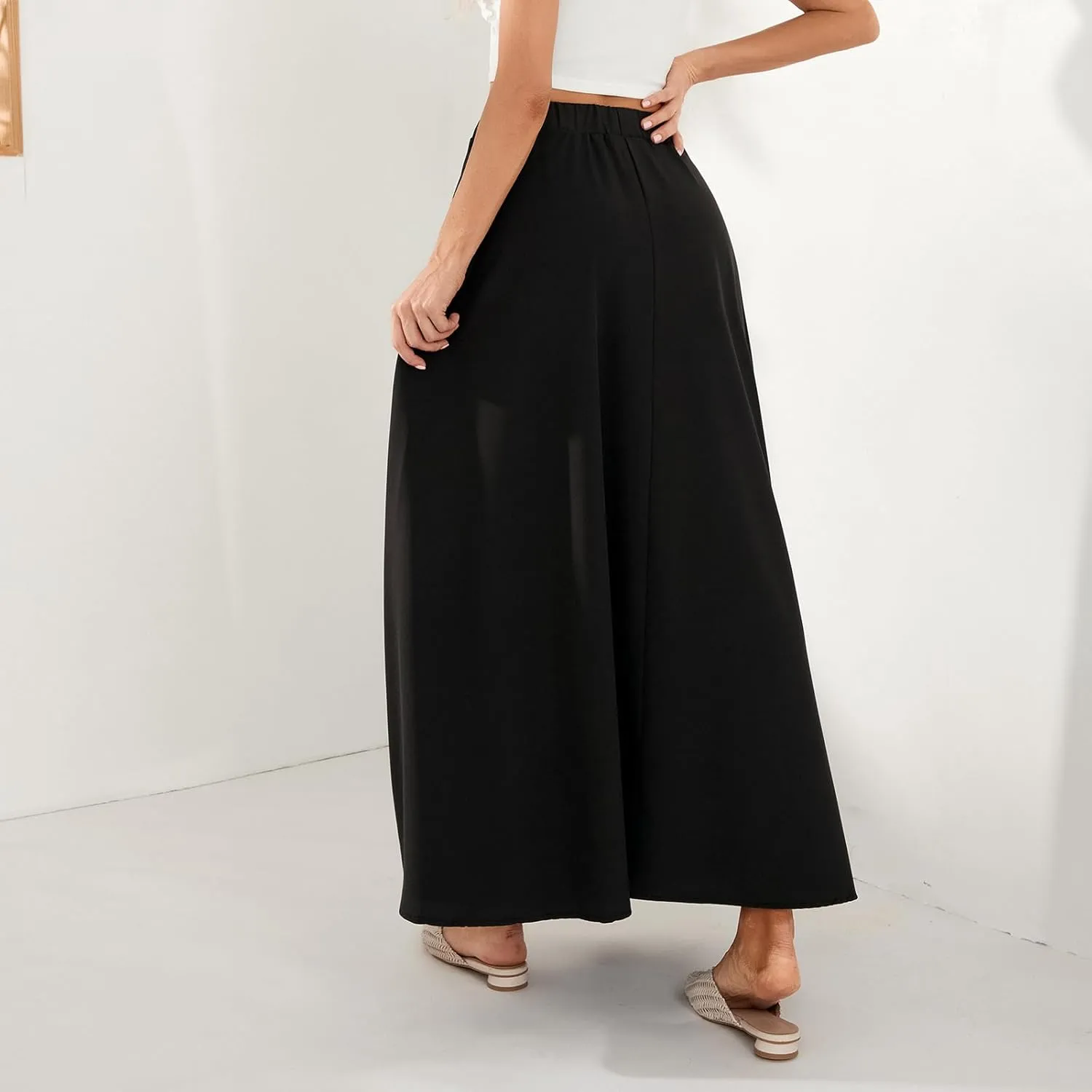 Womens Flowy Maxi Skirt Vintage Floral Print High Waist Elastic A Line Boho Beach Holiday Long Skirts