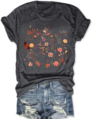 Womens Graphic Tee Shirts Casual Summer Beach Shirt Cute Wildflowers Dandelion Flower Tshirt