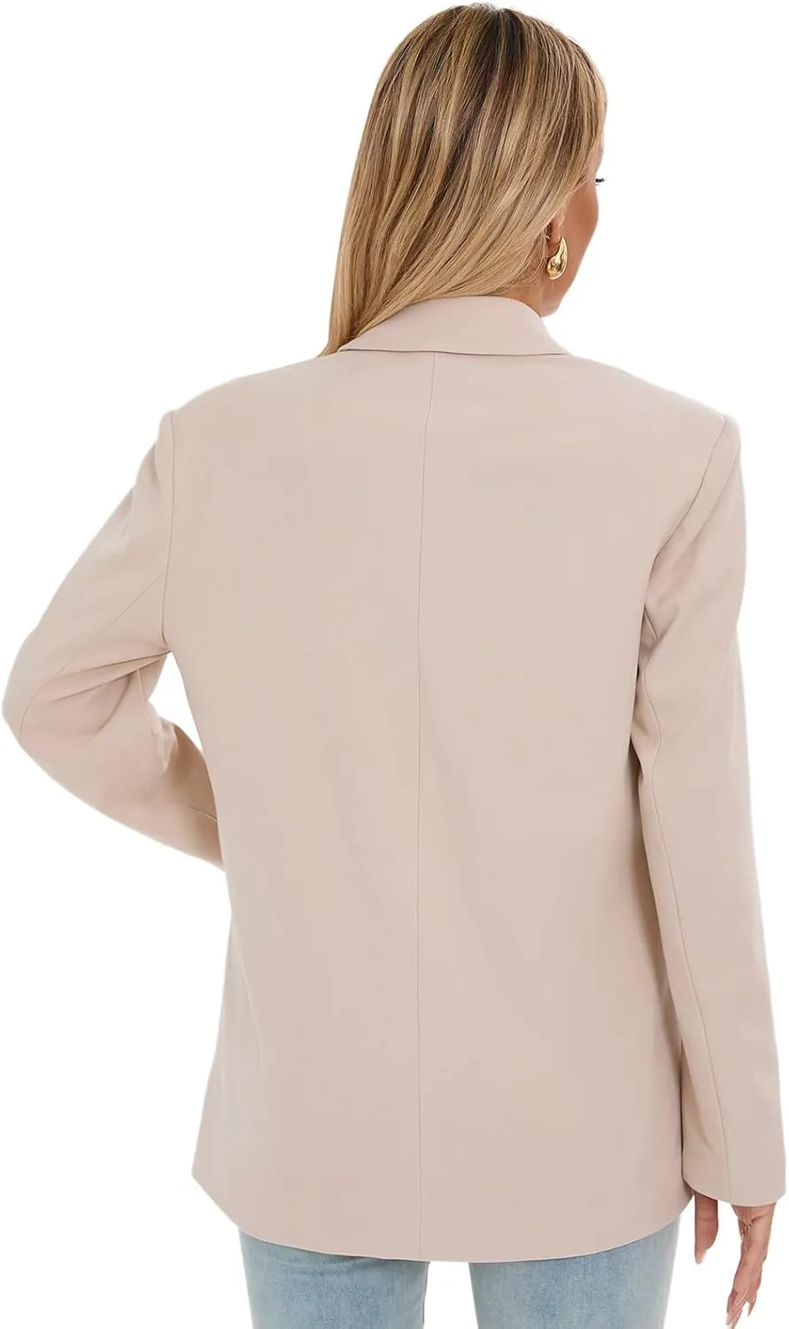Women's Oversized Blazer Jacket Double-Breasted Suit with Pockets Long Sleeve Outfit for Business Work Office Casual