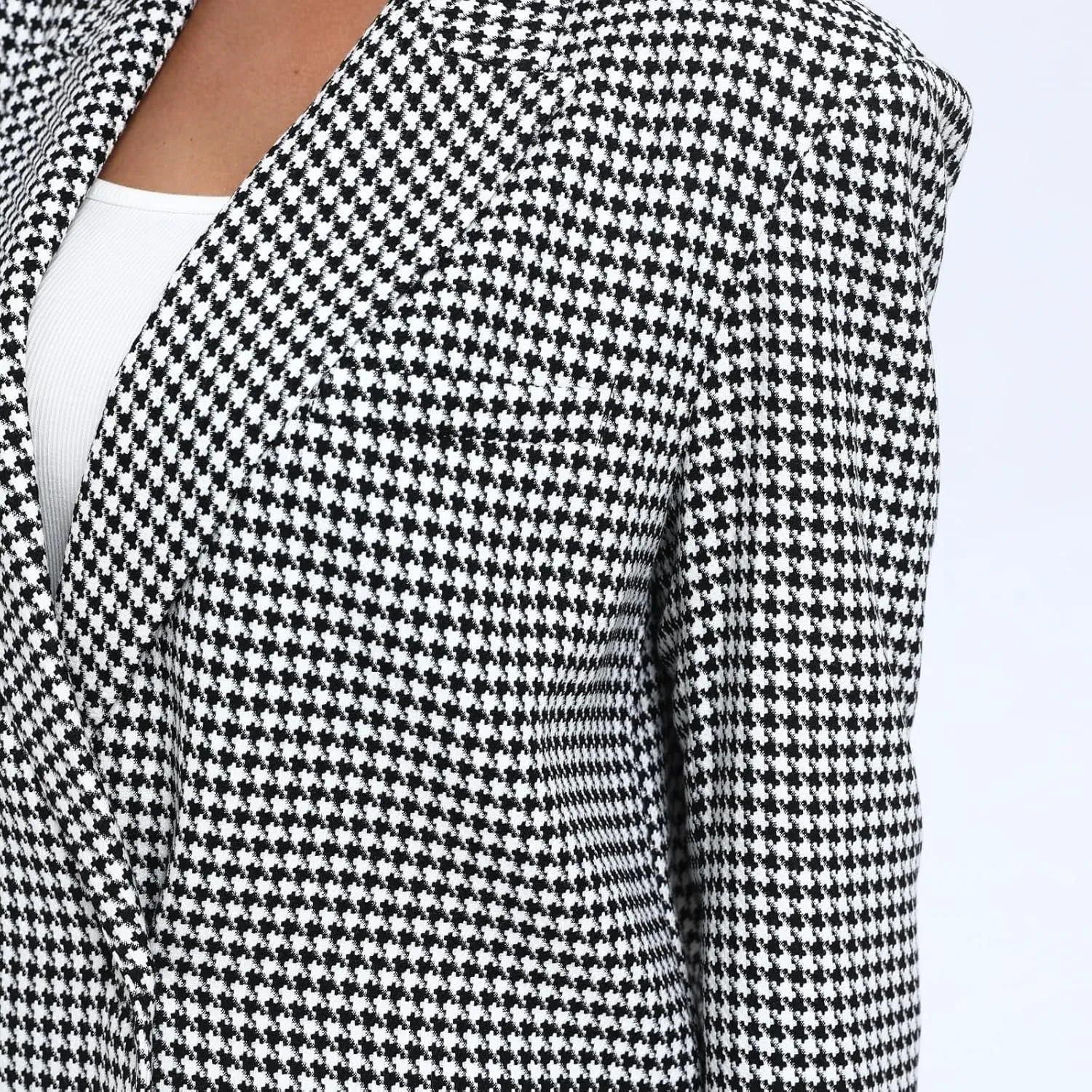 Women's Oversized Double-Breasted Suit Blazer Jacket Top Stitch Long Sleeve Casual Work Office Blazer with Pockets