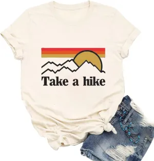 Xiaomomo Womens Take A Hike Printed Short Sleeves T-Shirt Casual Camping Hiking Graphic Tee Tops