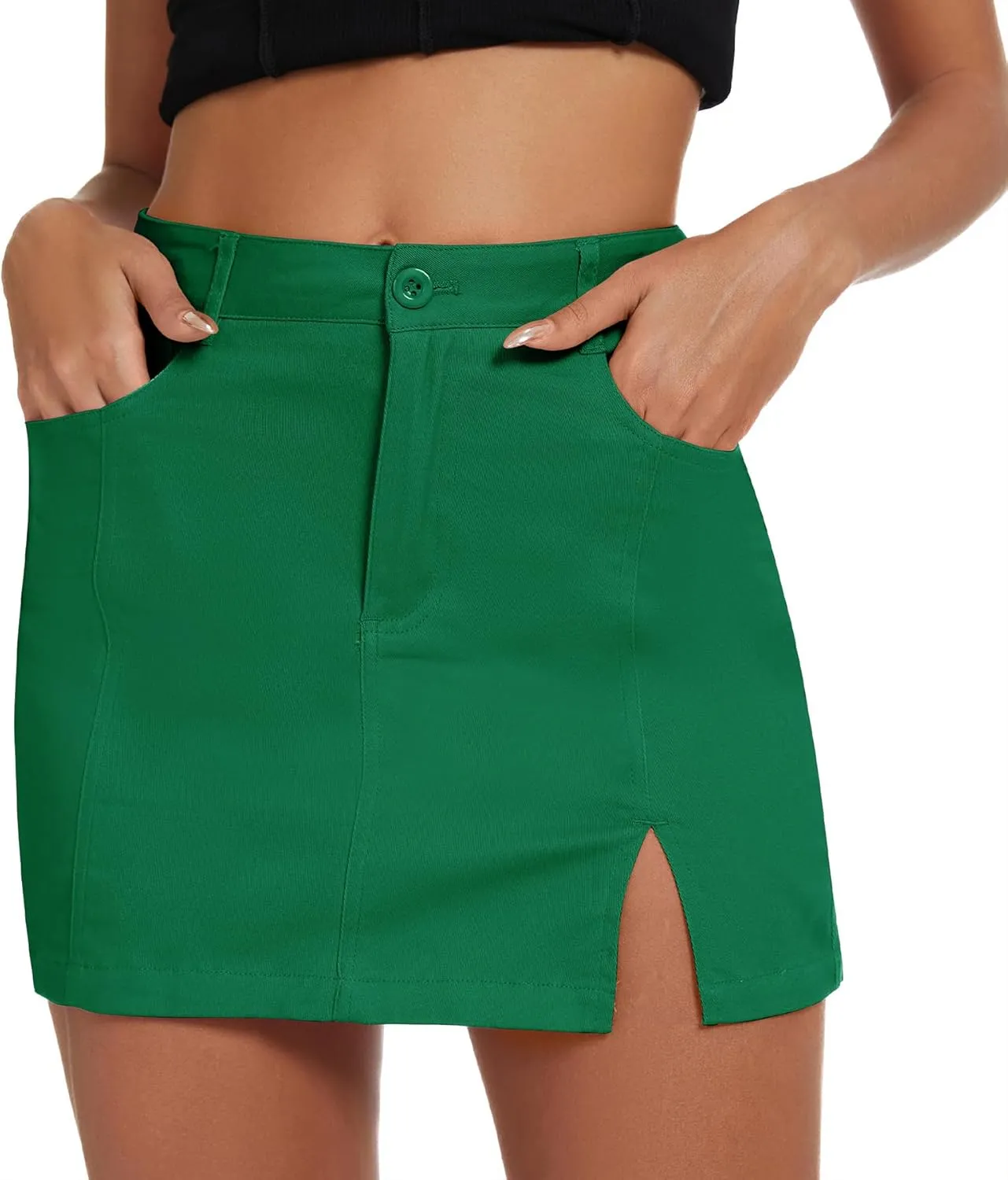 Zando Cargo Skirt High Waisted Cargo Skirts for Women Bodycon Cargo Mini Skirt Denim Skirt Y2K Jean Skirt with Pockets