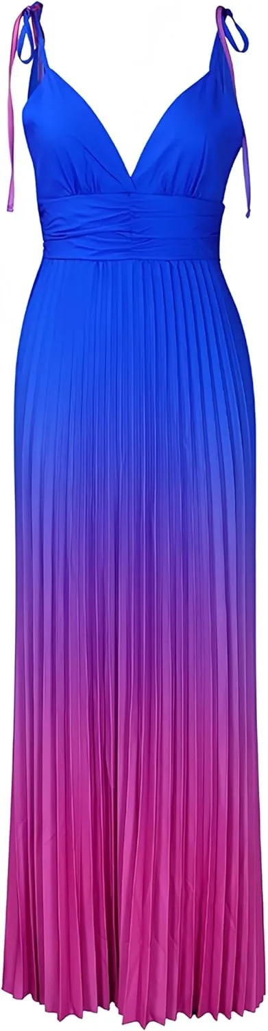ZVO Women Maxi Dress Sexy Cocktail Party Long Dress Summer Loose Beach Dresses A-line Pleated Halter Dress