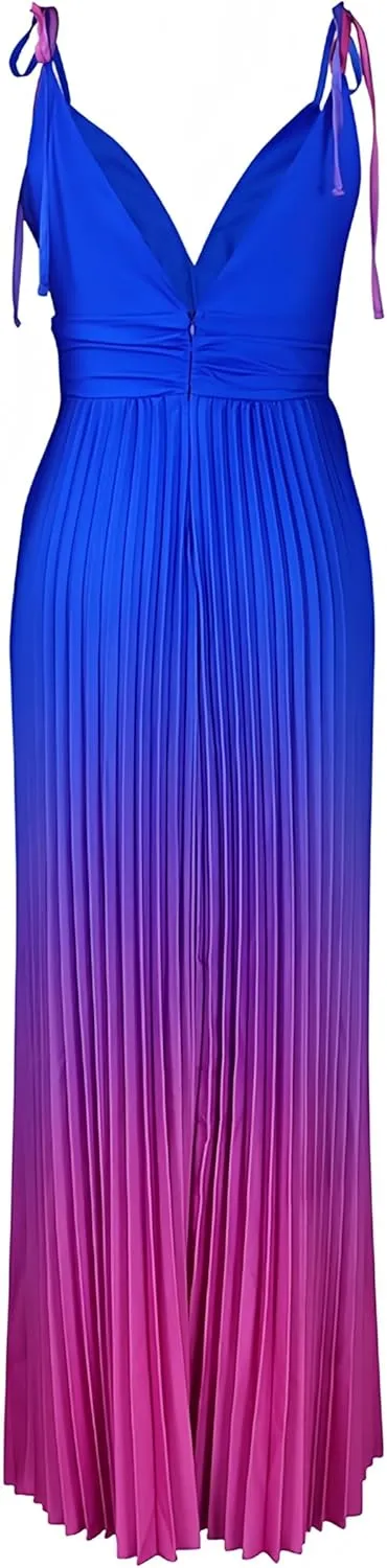 ZVO Women Maxi Dress Sexy Cocktail Party Long Dress Summer Loose Beach Dresses A-line Pleated Halter Dress