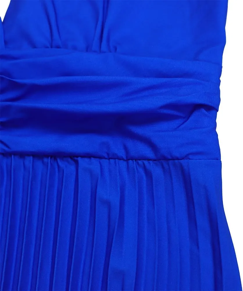 ZVO Women Maxi Dress Sexy Cocktail Party Long Dress Summer Loose Beach Dresses A-line Pleated Halter Dress
